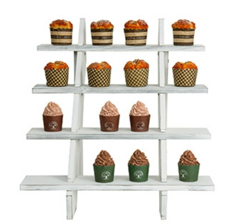 MyGift 4-Tier Display Stand - Vintage White Wood Collectible Stair Shelf Retail gallery