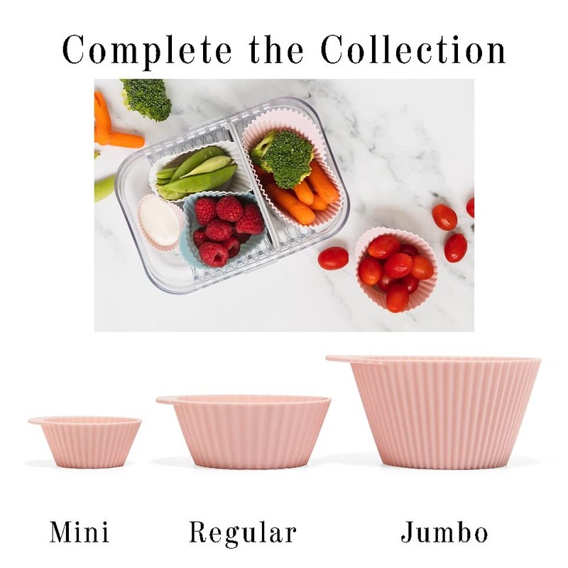 Reusable Silicone Baking Cups 24Pack Regular Pink Gray Blue Muffin Liner Cupcake gallery