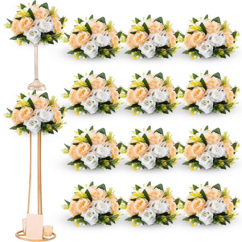 Hotop 12 Pcs Artificial Rose Flower Balls For Centerpieces Silk Roses Kissing