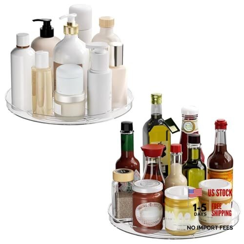 2 Pack Lazy Susan Organizer Turntable, Clear 9 Inch Rotating 9inch – 2 Pack