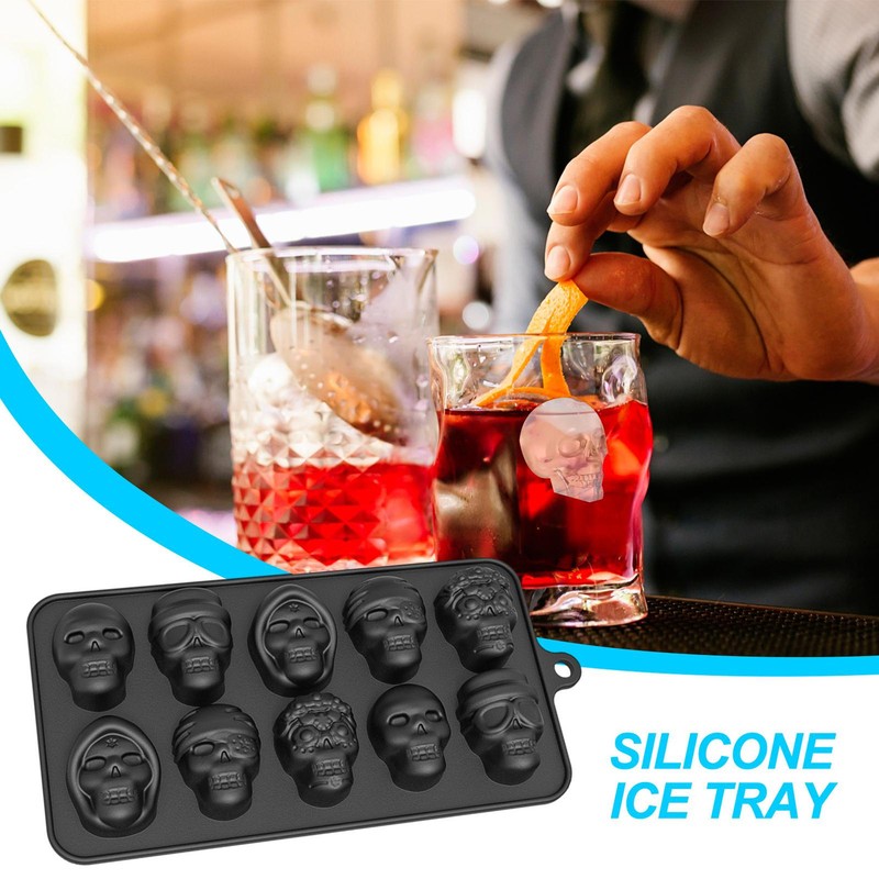 10-Cavity Silicone Skull Mould Fondant Cake Mold Chocolate Candle Skeleton Mold gallery