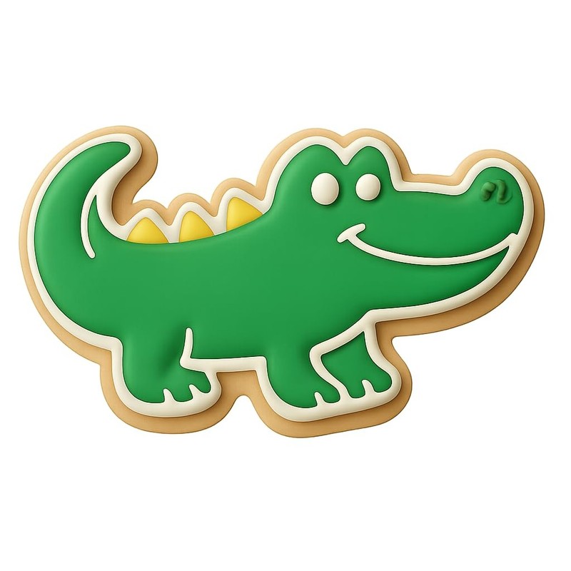 Smiling Alligator Cookie Cutter & Stamp, Fondant & Clay – 4×2.5