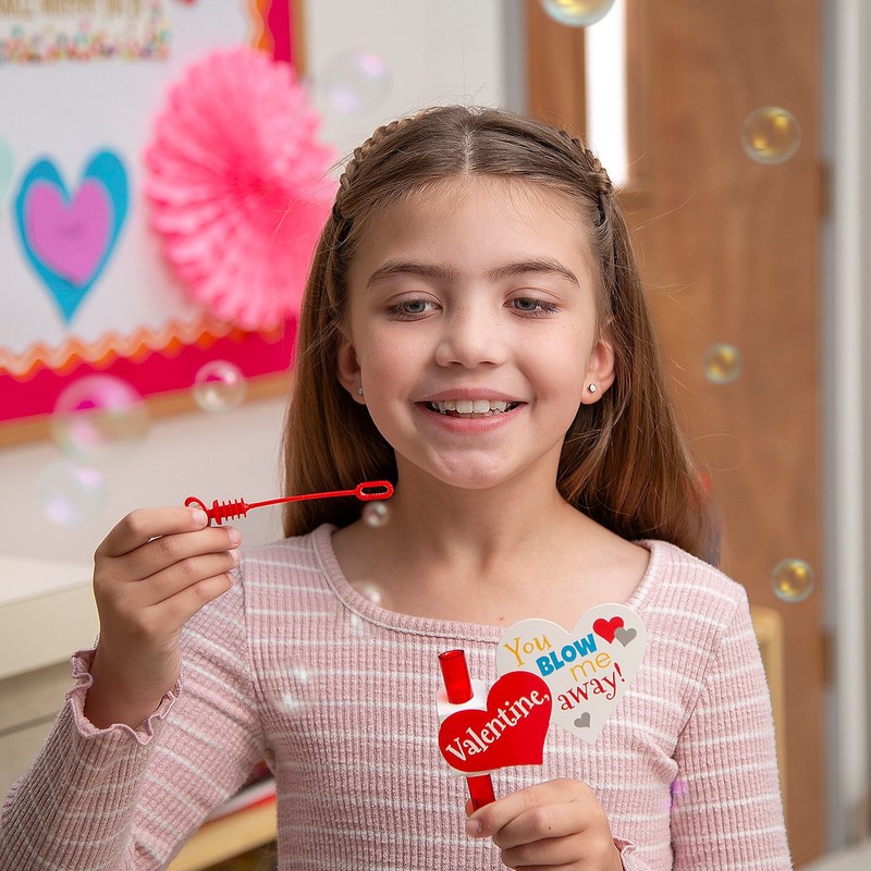 Fun Express Mini Red Heart Bubble Tube Valentine Exchanges with You Blow Me Away gallery