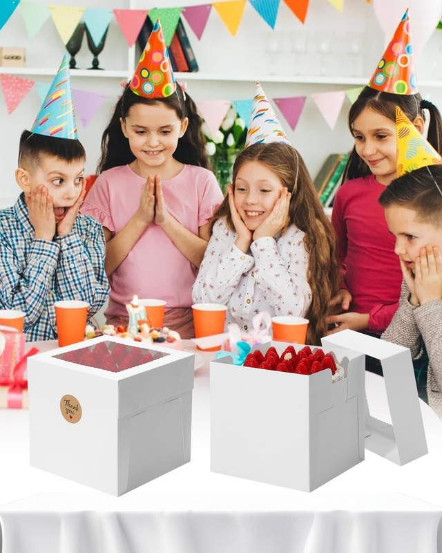 5Pcs 8x8x8 Inches Cake Boxes Square Bakery Boxes with Window Cajas Pasteles f... gallery