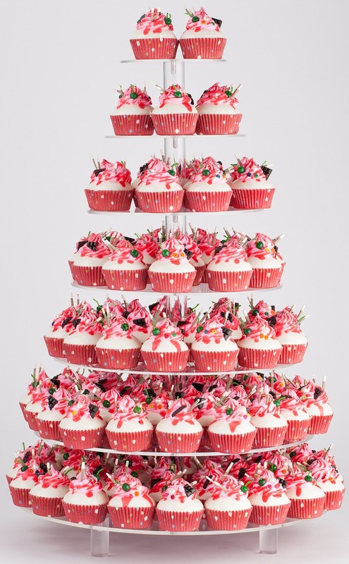 7 Tier Round Clear Maypole Wedding Birthday Acrylic Cupcake Stand 7tier Desktop