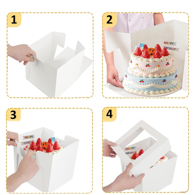 20 PCS 8x8x8 Inch White Cake Bakery Boxes Window Chocolates Pasteles Cookie gallery
