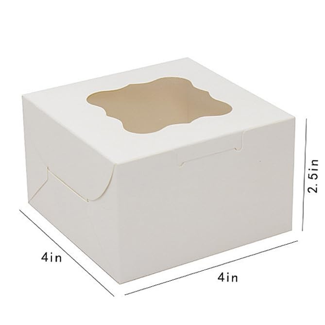 4x4x2.5 Cookie Boxes with Window, White Bakery Boxes Clear Window, 4" Mini Tr... gallery