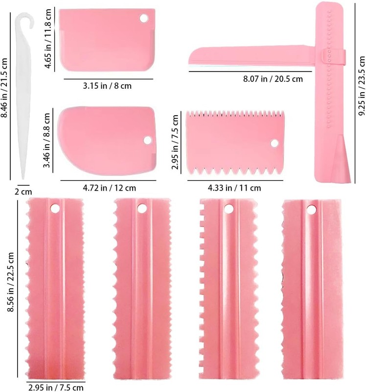 Cake Scraper Set 9 Packs Pink Adjustable Icing Smoother Decorating Comb gallery