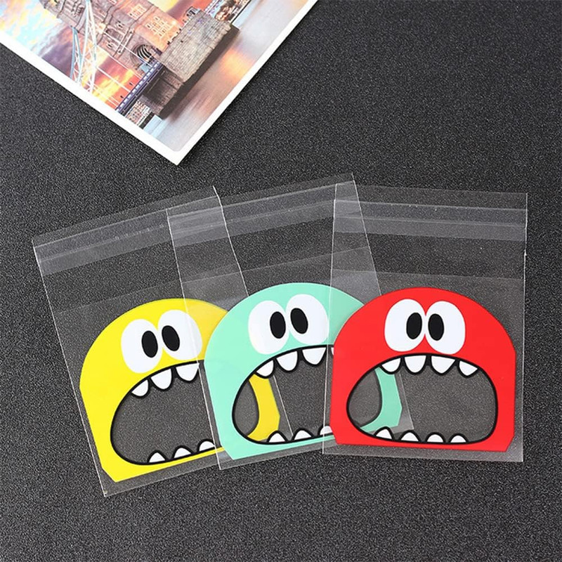 200PCS Self Adhesive Cookie Candy Bags Big Mouth Monster Bakery Decorating Treat gallery