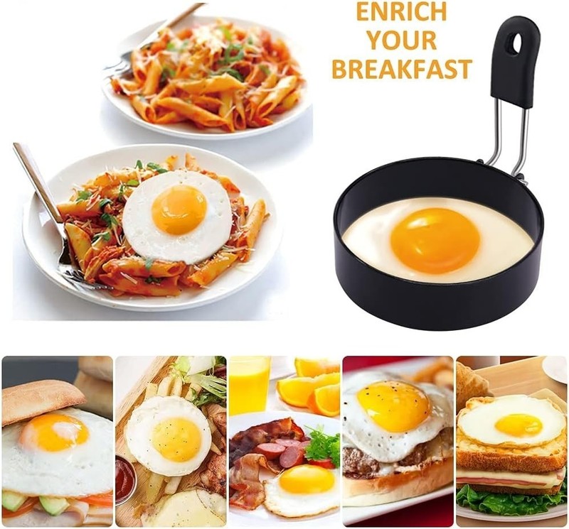 Paquete De 4 Anillos Para Huevos, Acero Inoxidable, Moldes Para Hacer Huevos NEW gallery