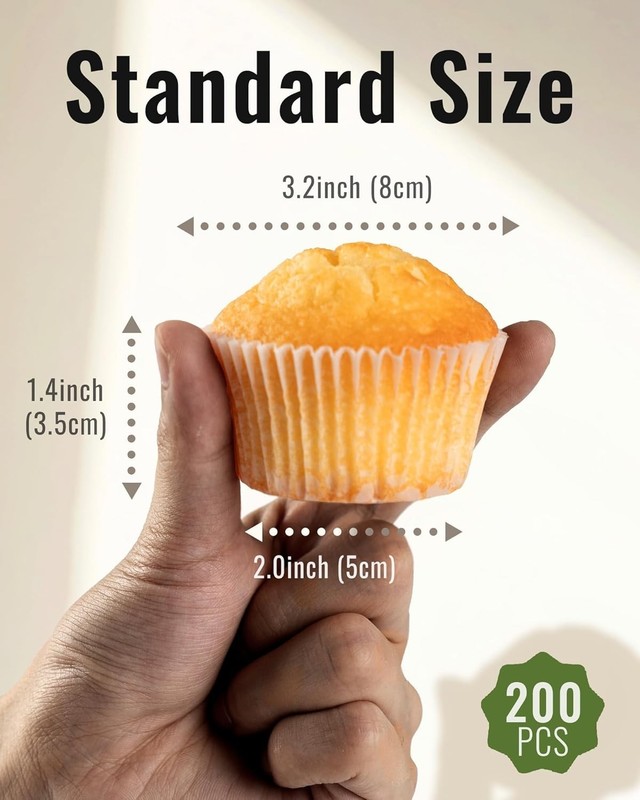 200pcs Standard White Cupcake Liners for Baking, Upgraded Natural Muffin Line... gallery