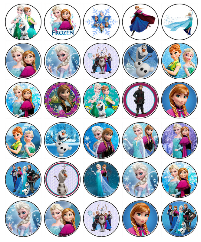 Frozen Cupcake Toppers –Edible Wafer – Elsa & Anna Birthday Party Decorations