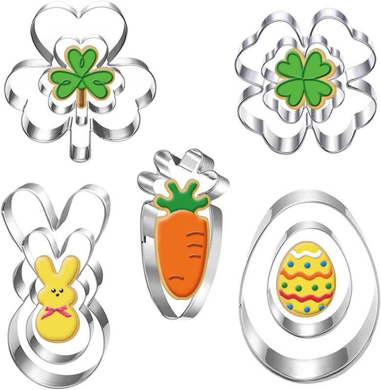 Cortadores Galletas Pascua y San Patricio Set 9 Piezas Conejo Huevo Zanahoria