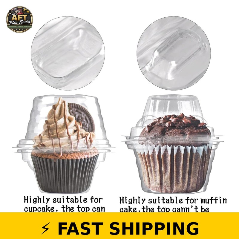 NPLUX 50 Pack Individual Cupcake Containers Plastic Holders gallery