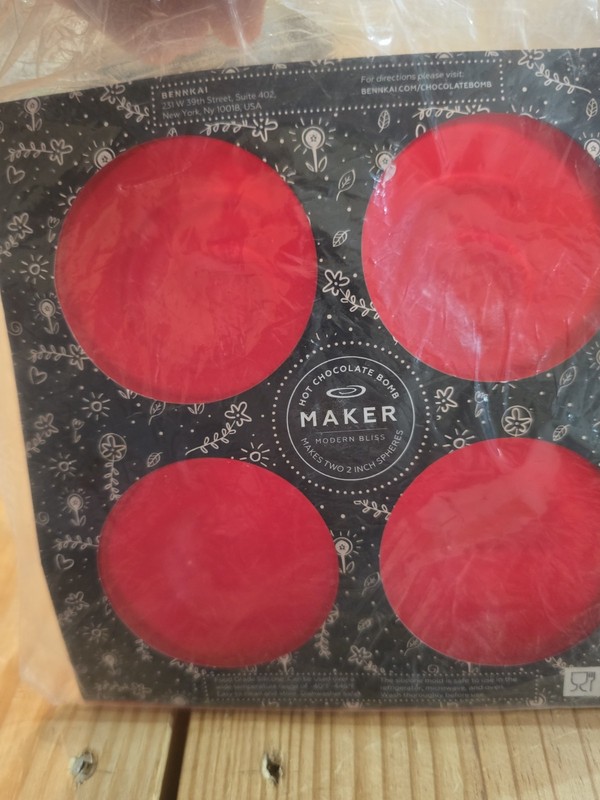 BENNKAI Silicone Chocolate Mold Red Spheres Makes Two 2in Bombs Microwave Safe