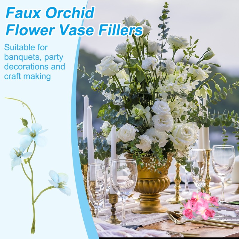 12Pcs Artificial Orchid Flower for Floating Candle Centerpieces Blue gallery