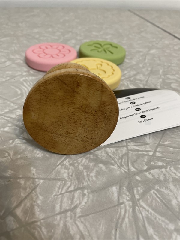 Stampin Up Sweet Pressed Cookie Stamps Flower Clover Bunny Wood Silicone Set 3 gallery