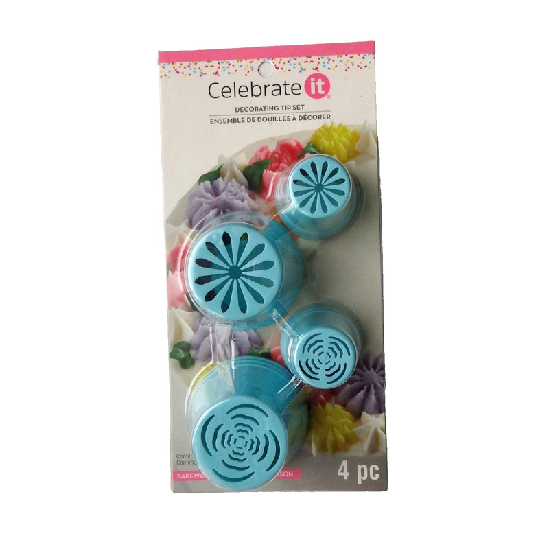 CelebrateIt Decorating Tip Set 4 Piece Blue for Cakes Cupcakes gallery