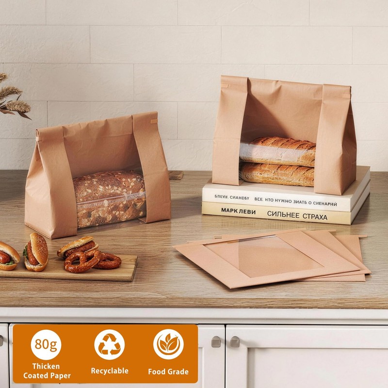 Bread Bags with Window – 100 Pcs Sourdough Homemade Bread Bags, 10.24×4.33×10... gallery