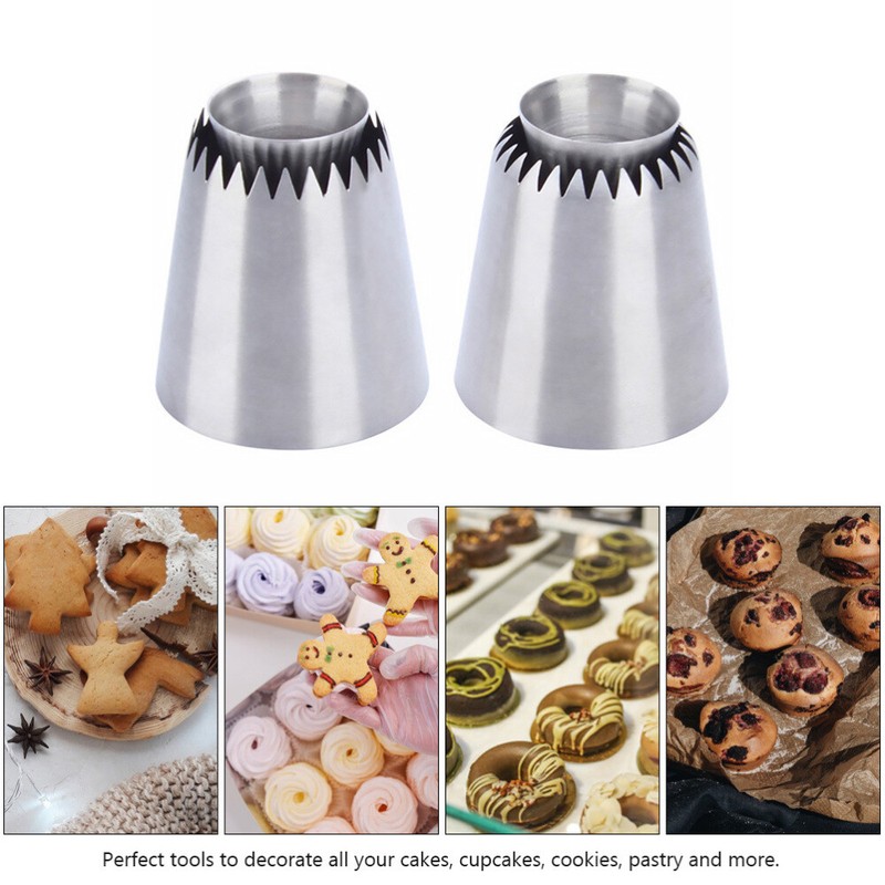 2Pcs Cream Syringe Nozzles Piping Tip Icing Frosting Tips Cake Russian Cream gallery