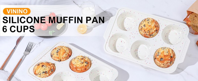 2-Pack Silicone Muffin Pan for Baking with Metal Reinforced Frame, 12 Cups gallery
