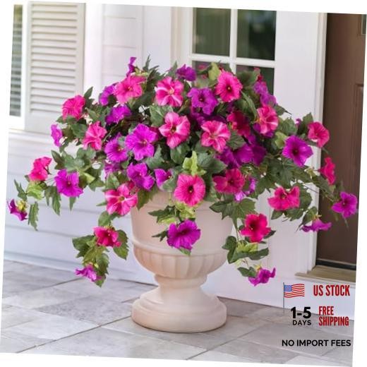 Artificial Fake Flowers for Outdoor Spring Decoration, 2PCS B-fuchsia Purple