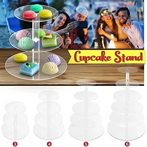 ZXJJ 3/4/5/6 Tier Clear White Round Cup Cake Stand Acrylic Cupcake Stand Supp... gallery