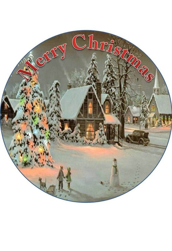 CHRISTMAS #7 7.5 INCH/19 CM EDIBLE WAFER PAPER CAKE TOPPER