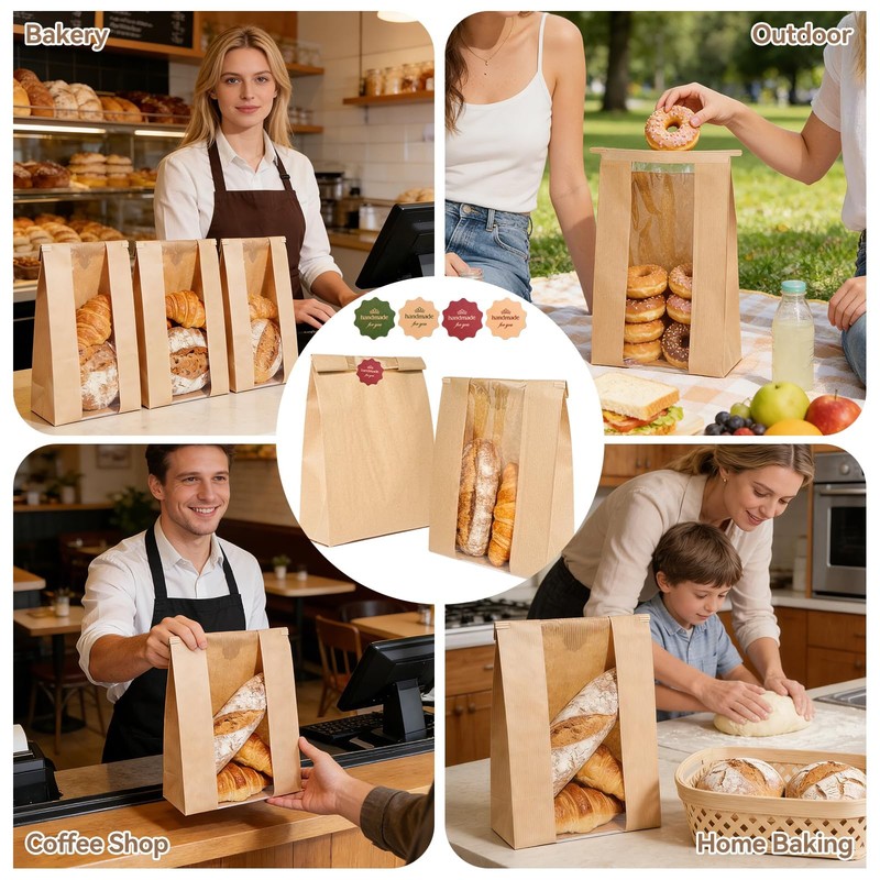 Funcoo 50 Paper Bread Bags for Homemade Bread, Sourdough Bread Bags Bakery Ba... gallery