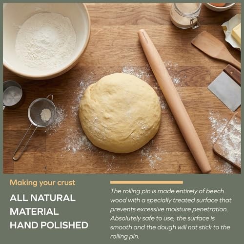 Wood French Rolling Pin for Baking, Beech Wood Tapered 15.75-Inch gallery