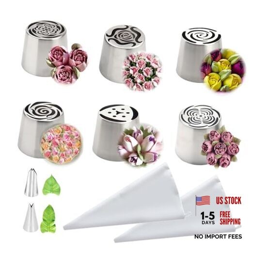 10PCS Extra Large Russian Piping Tips, Stainless Steel Extra Large Size（10 PCS）