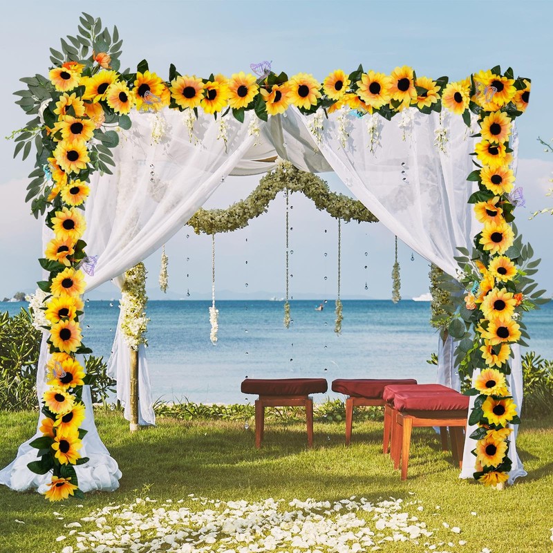 Bonbloom'S Bonblooms 4 Pack Fake Sunflowers Garland Decorsunflower Vines gallery