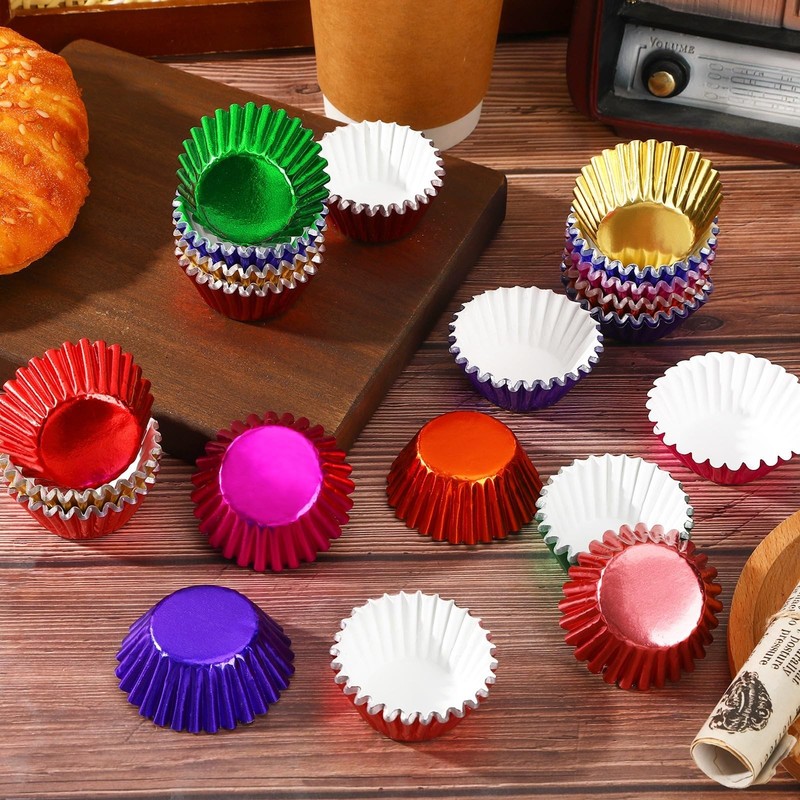 400 PCS Mini Foil Cupcake Liners, Colorful Baking Cups Metallic Muffin Wrapper gallery