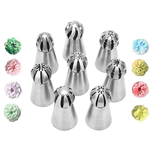 8 PCS Russian Piping Tips Set, BravOne Stainless Steel Russian Piping Ball gallery