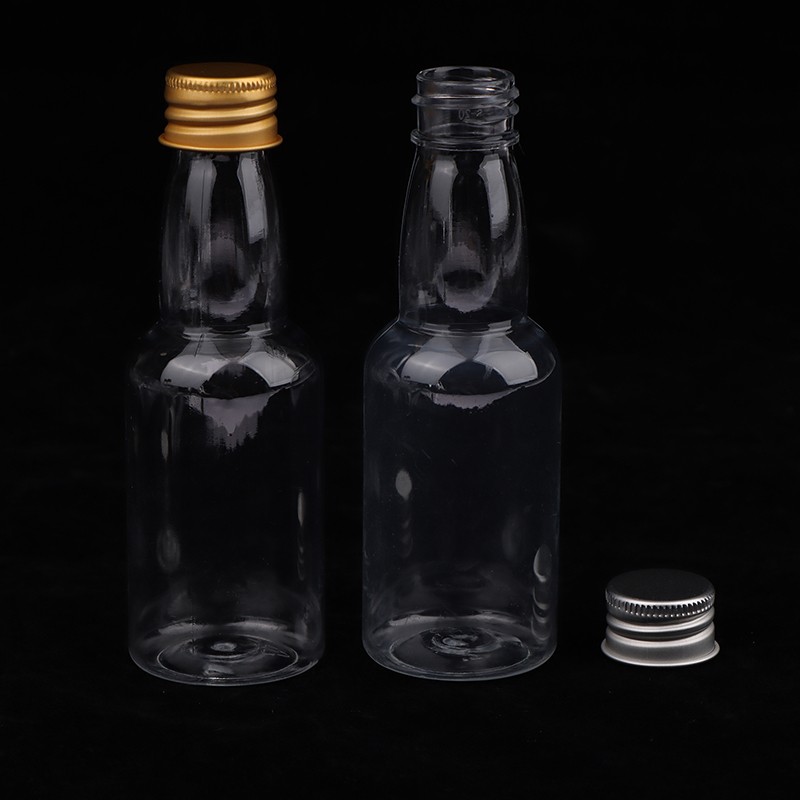 10Pcs 50ml Clear PET Refillable Small Wine Bottles With Leak Proof Screw Lid gallery
