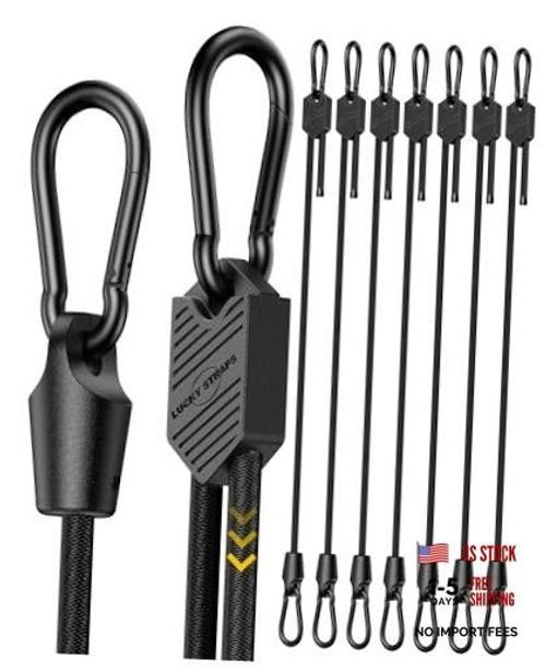 8 Pcs 48 Inch Adjustable Carabiner Bungee Cords with Hooks, Easy to Adjust