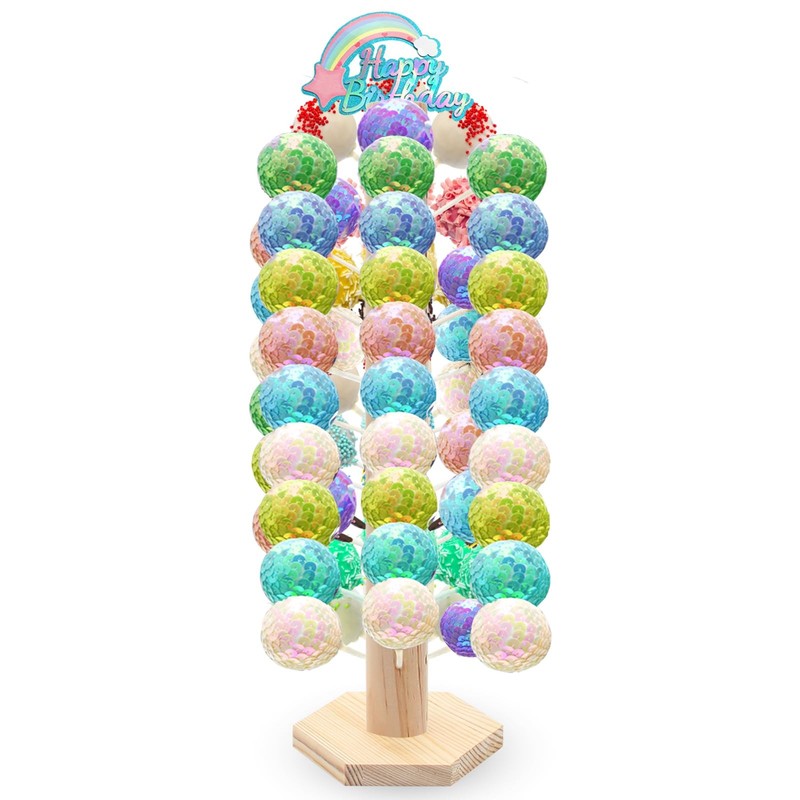 Wooden Lollipop Tree Stand 60 Holes Cake Pop Holder for Party Candy Display