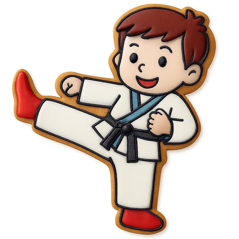 Karate Kick Cookie Cutter & Stamp, Fondant, Clay – 4×3.2″