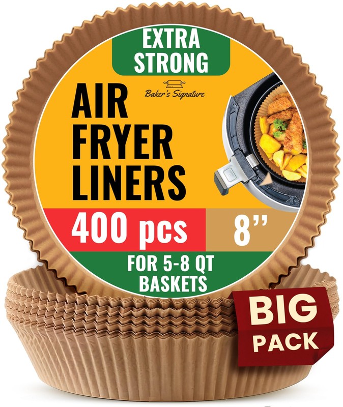 400Pcs Air Fryer Liners Disposable Round, Non-Stick and Oil 400 pcs, 8″ Round