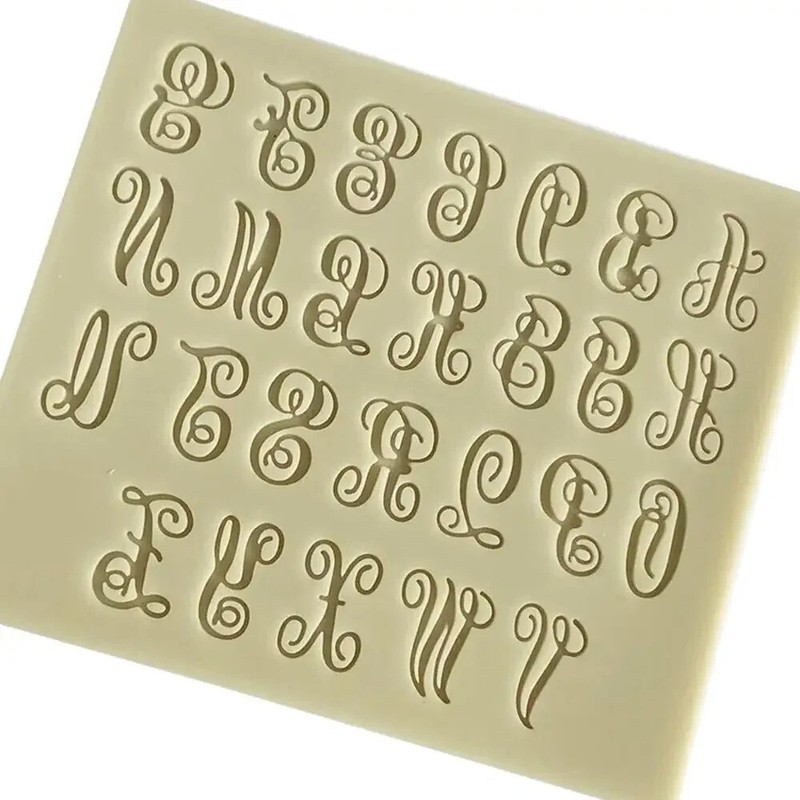 Old English Alphabet Letter Fondant Mold Sugercraft Casting Silicone Mould DIY
