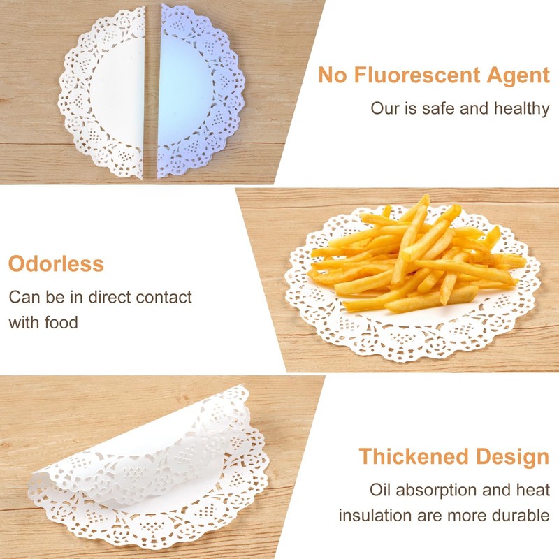 PECULA Paper Doilies, 200 Pack White Lace 6.5, 8.5, and 10.5/200P, gallery