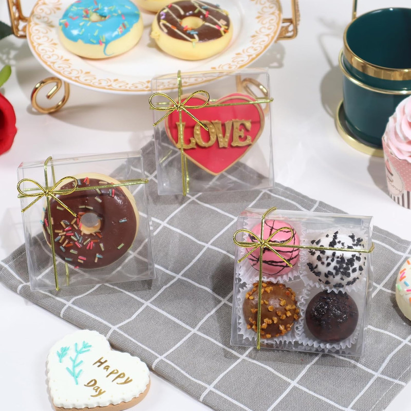 3.25" X 3.25" X 1.5" 30Pcs Clear Homemade Treat Boxes for Cookies, Soap, Chocola gallery