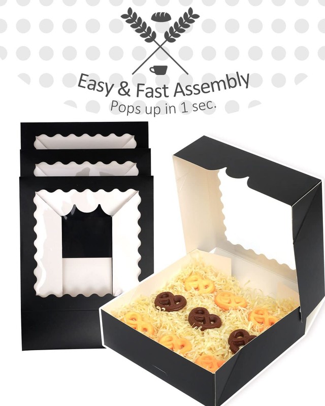 Auto-pop Up 30pcs Pie Box With Window 9x9x2.5 Inch Donut Pastry Boxes White B... gallery