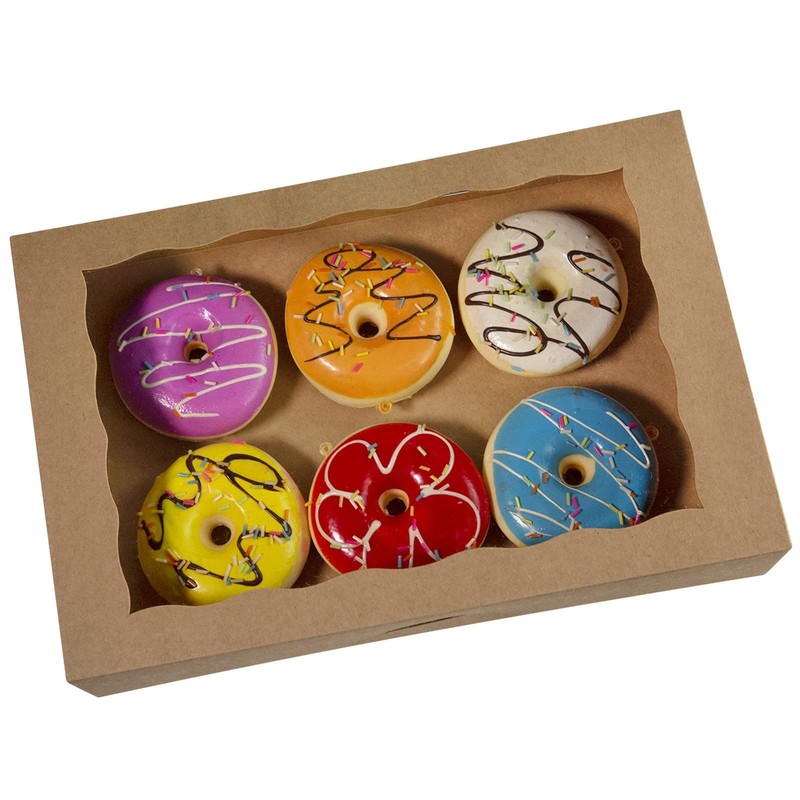 8 PCS 16x11x2.75 Inch Brown Pastry Bakery Box PVC Window Large Cookie Donut gallery