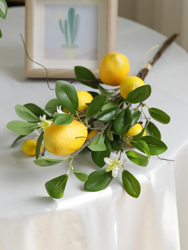 Laelfe Artificial Lemons Branches, 8 Head Faux 48 cm/18.9 in, Yellow gallery