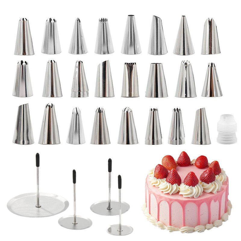 29 Pcs Cake Decorating Tools Kit, 4 Flower Nails,1 Flower Elevator For A Choc…