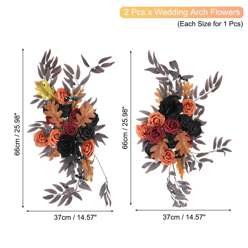 2 Pcs 26" Wedding Arch Flower Artificial Silk Floral Black/Red-Brown gallery