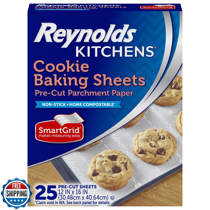 Reynolds Kitchens Cookie Baking Sheets, Pre-Cut Parchment Paper,25 Count (Pac