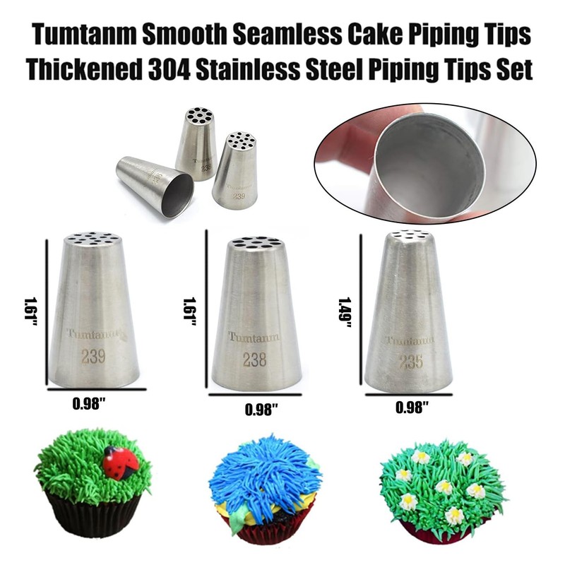 3 PCS Grass Piping Nozzles Seamless Tips DIY Icing Tool For Cupcakes gallery