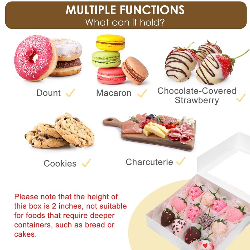 12pcs Bakery Boxes 8x8x2 Inches Auto-Popup Cookie Boxes with Window White Tre... gallery